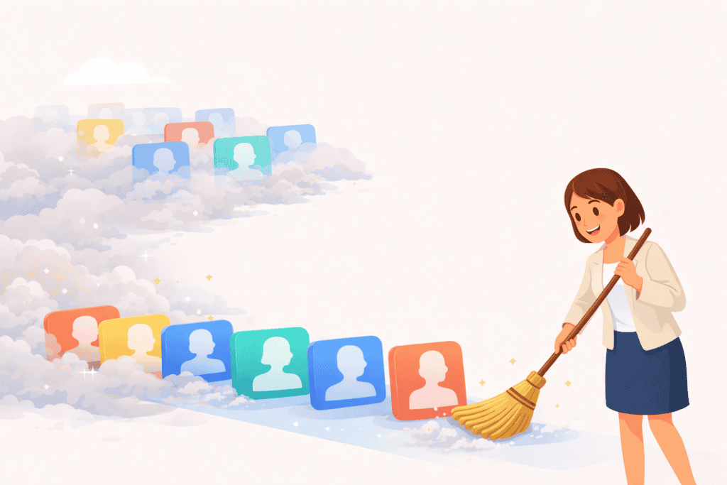 Illustration showing two profile flows moving at different speeds, with AVA observing how some profiles are considered earlier while others are seen later.