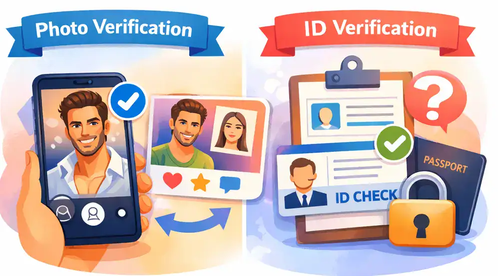 Comparison of photo verification and ID verification on dating apps
