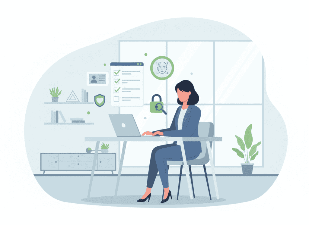 Illustration explaining how dating app profile verification works