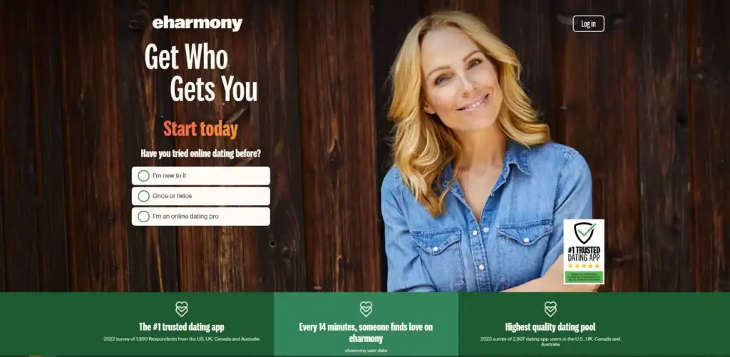 Is eHarmony worth it - eHarmony homepage showing signup and compatibility quiz