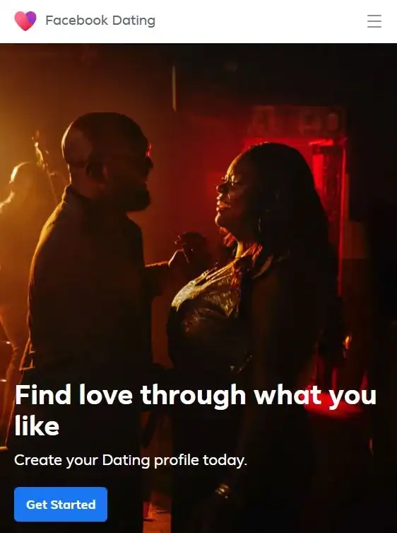 Facebook Dating landing page - find love through what you like.