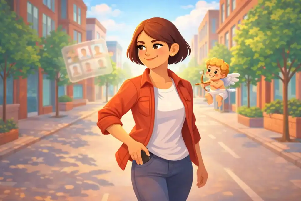 Woman confidently deciding is OkCupid worth it after evaluating all features and alternatives