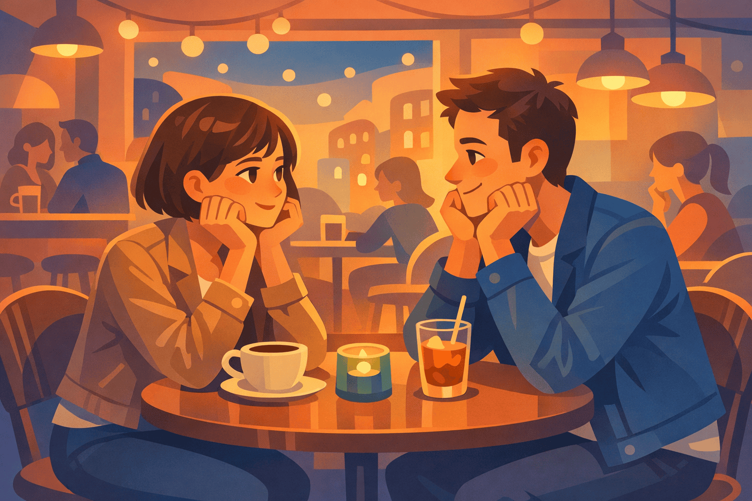 Happy couple on a date after meeting on Hinge