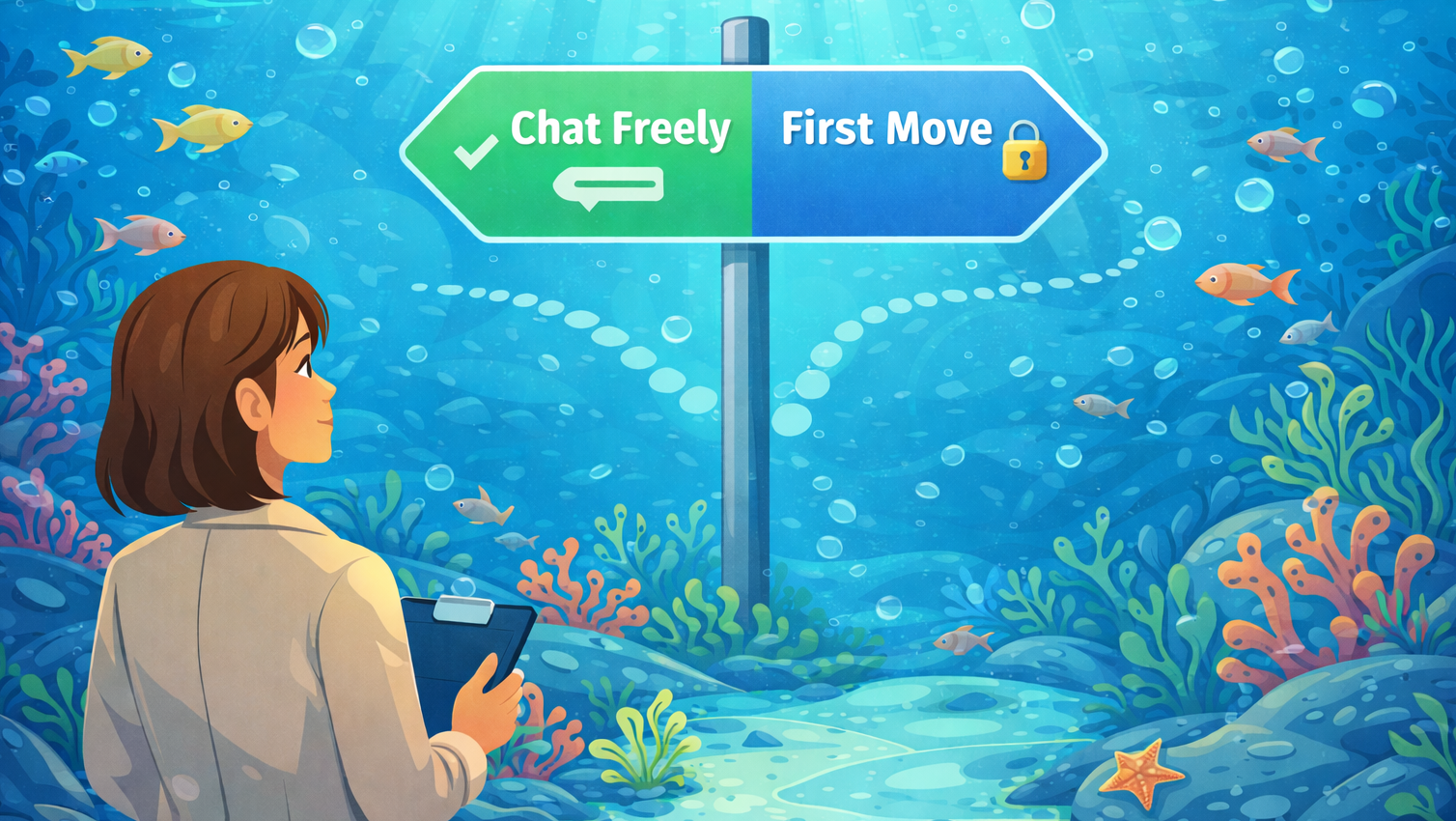 Plenty of Fish review illustration showing the choice between free chat and limited First Contact messaging