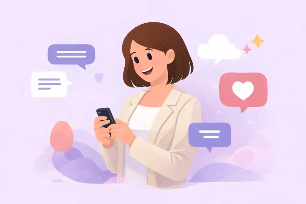 AVA character using dating app interface