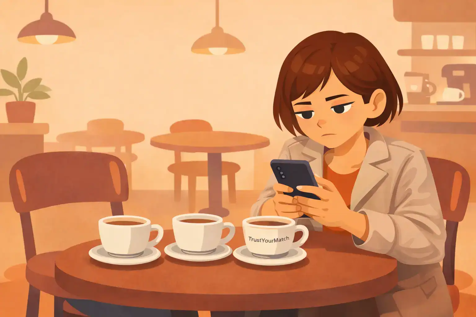 Woman noticing why dating app conversations go nowhere - generic matches versus real connection