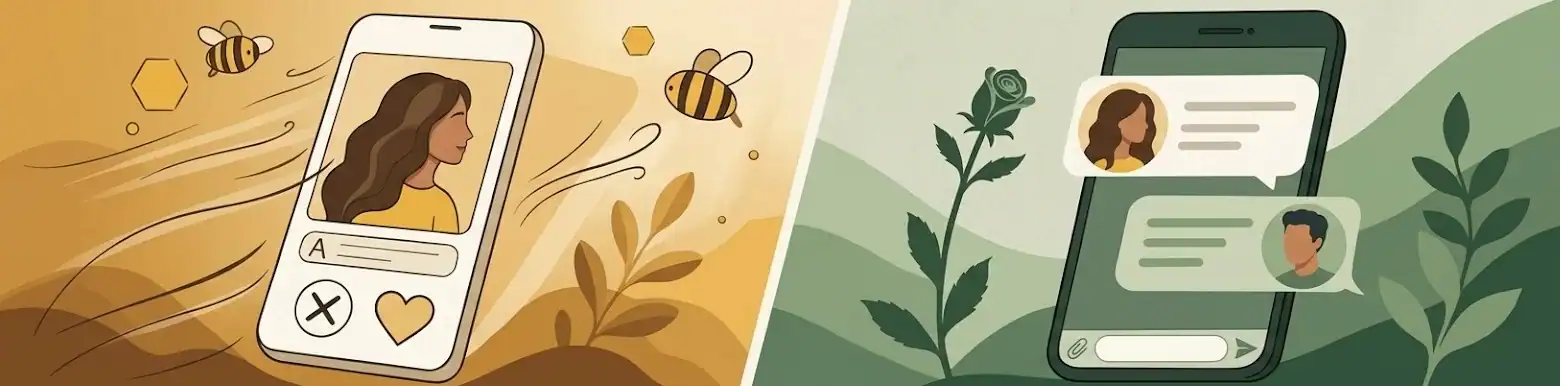 Ilustration of Bumble vs Hinge