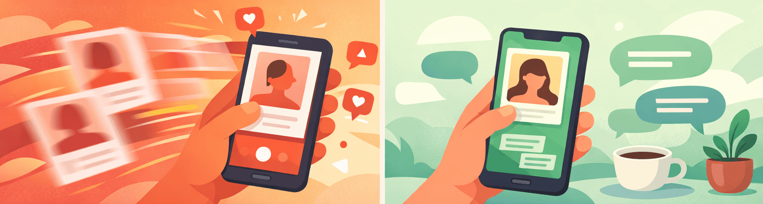 Tinder vs Hinge , fast vs serious dating