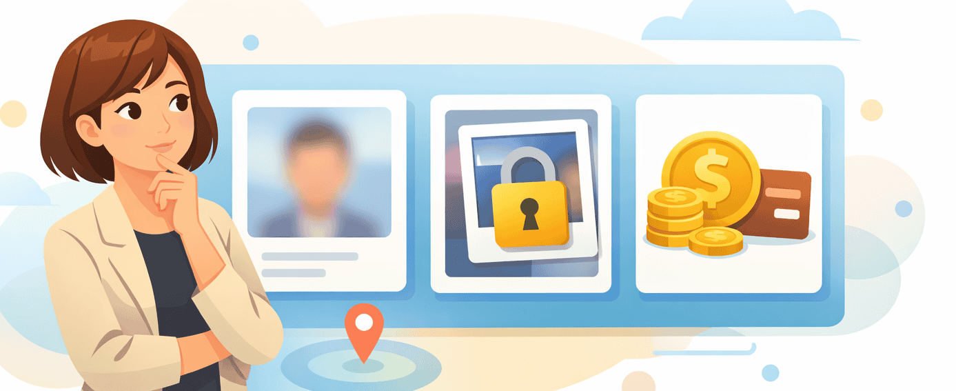 Victoria Milan review showing AnonymousBlur profile privacy, Private Keys photo lock, and premium pricing for the discreet affair dating sit