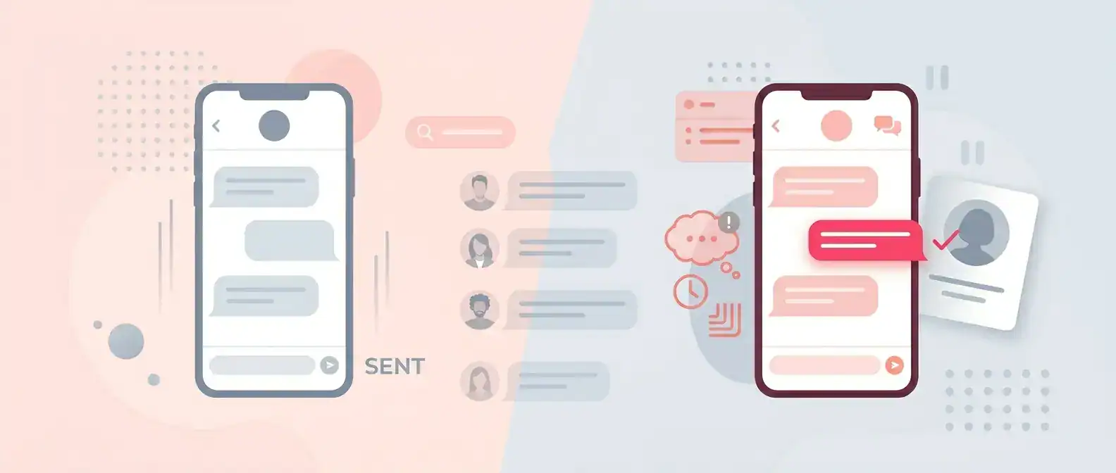 Ilustration showing being left on read on tinder